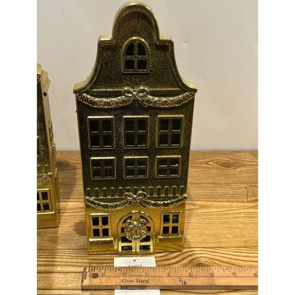 Target Christmas Gold Glittered House-New WONDERSHOP Village Set of 2- 2024 - Picture 4 of 5
